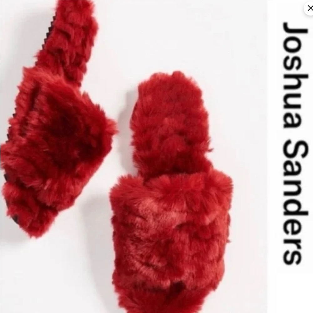 Joshua Sanders Women's Red Fur Slides (38) Limited Special Offer $135